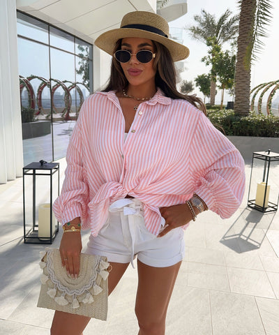 Musselin Bluse Laya Streifen Peach Ladypolitan ♡