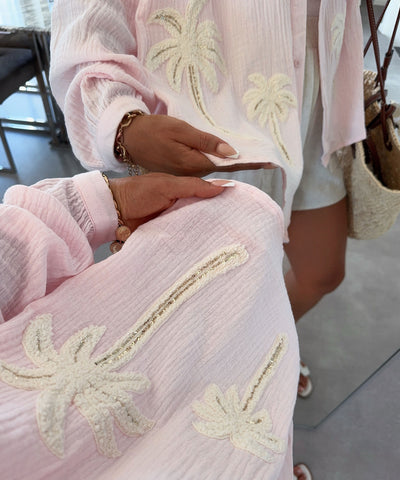 Musselin Bluse Palme Lune Rosa Ladypolitan ♡