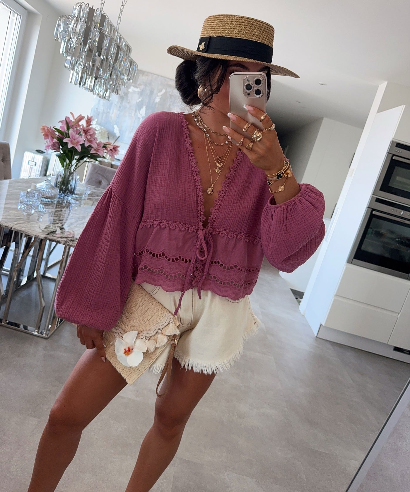 Musselin Bluse Rena Beere Ladypolitan ♡