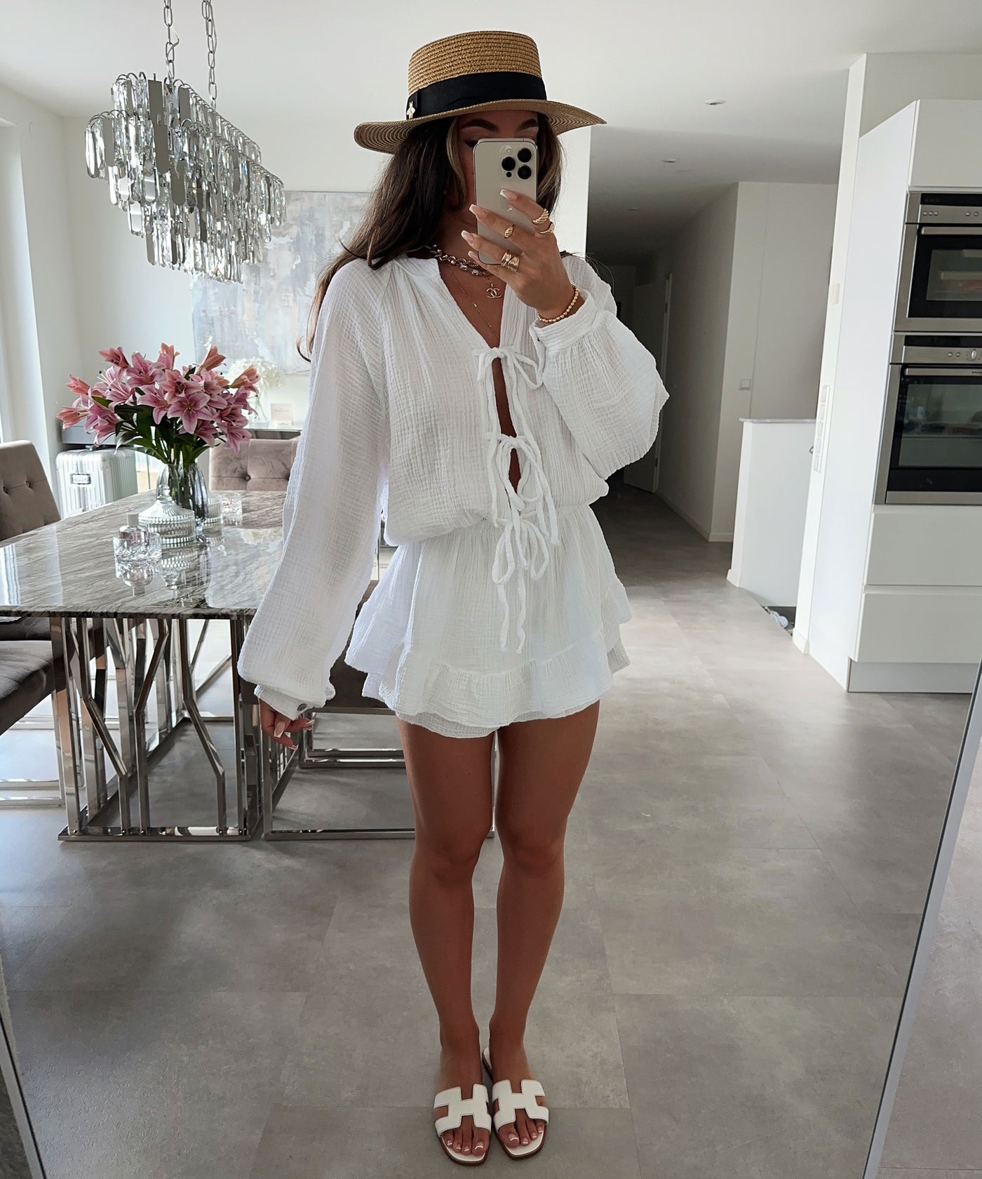 Musselin Jumpsuit Juan Schleife Weiß  Ladypolitan ♡   