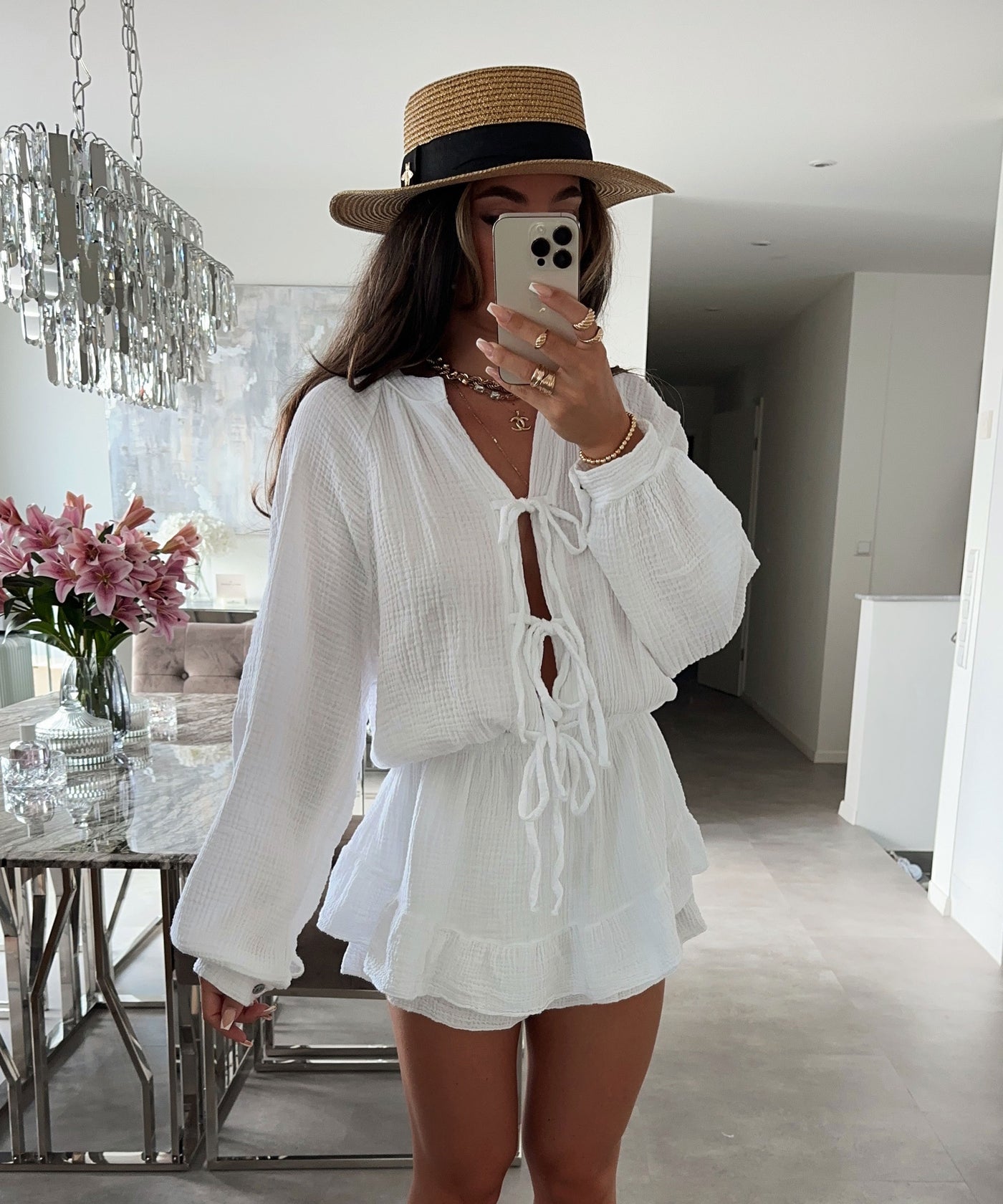 Musselin Jumpsuit Juan Schleife Weiß  Ladypolitan ♡   