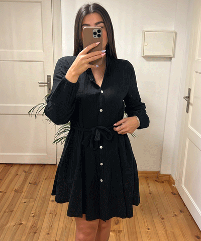 Musselin Kleid Daisy Schwarz  Ladypolitan - Fashion Onlineshop für Damen   