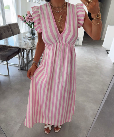 Musselin Kleid Geli Streifen Rosa Ladypolitan ♡