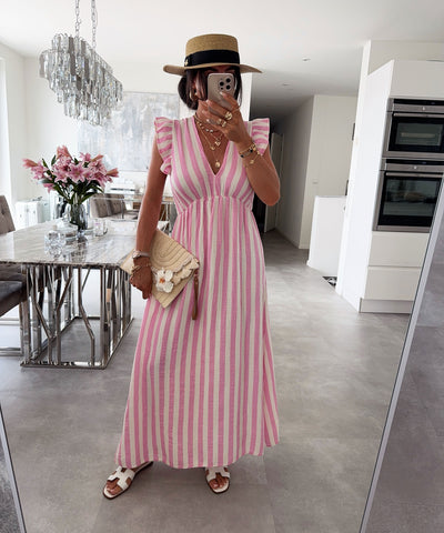 Musselin Kleid Geli Streifen Rosa Ladypolitan ♡