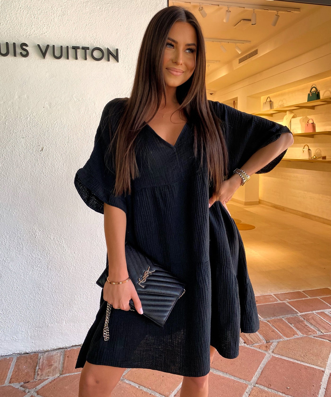 Musselin Kleid Leonora Schwarz Ladypolitan ♡