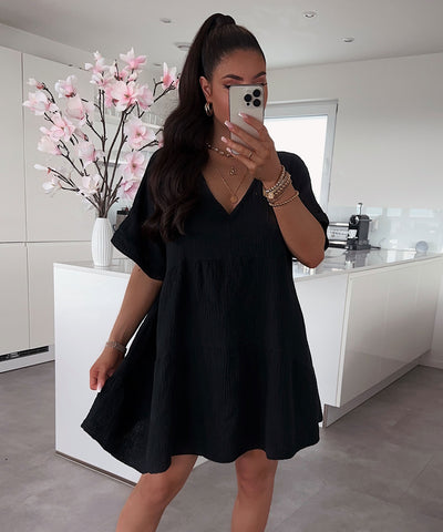 Musselin Kleid Leonora Schwarz  Ladypolitan ♡   