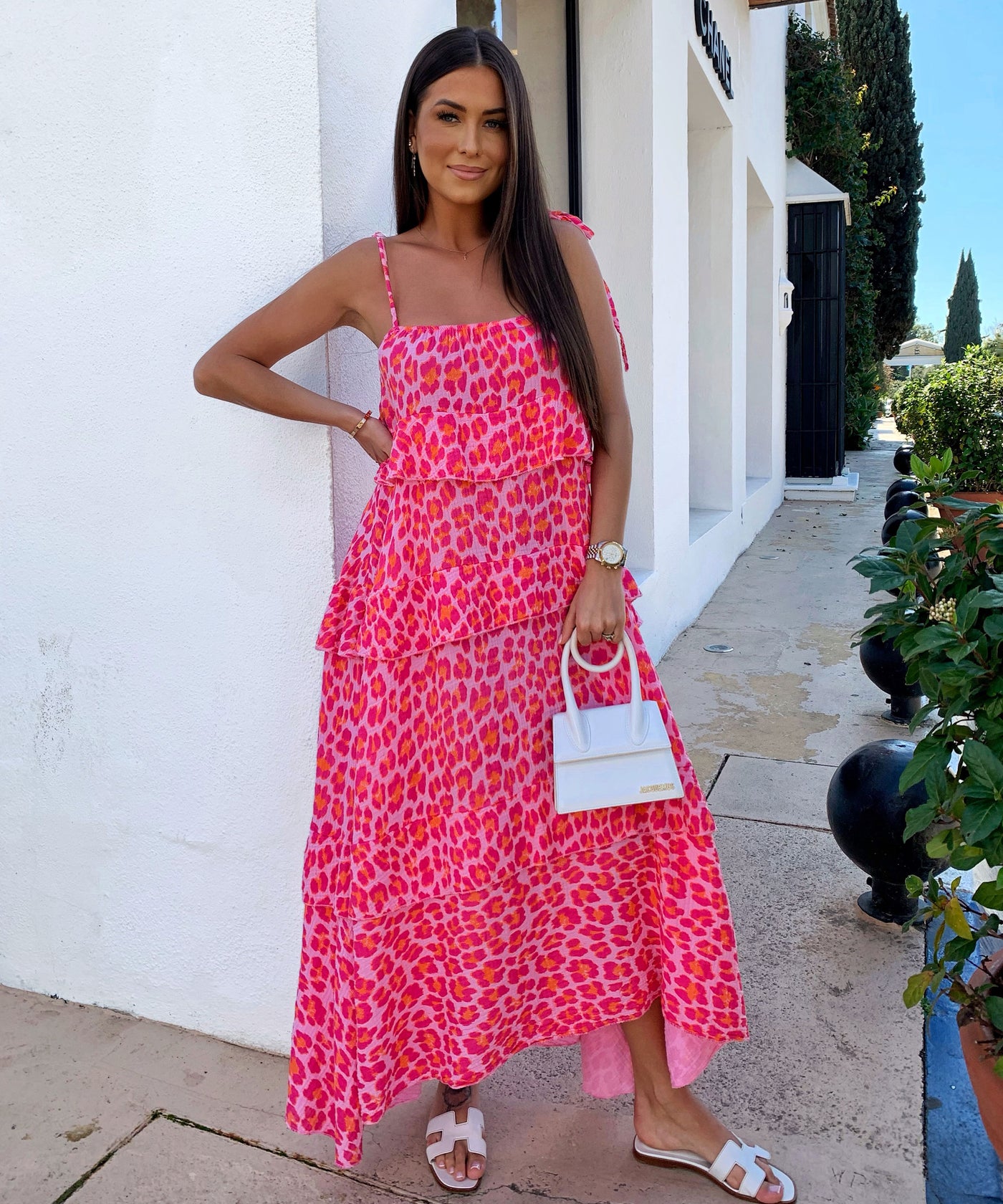 Musselin Maxi Kleid Aradi Leo Pink Ladypolitan ♡