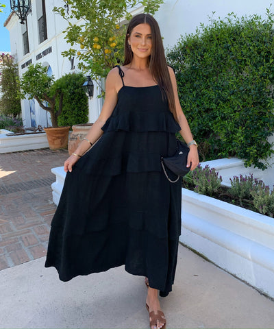 Musselin Maxi Kleid Aradi Schwarz Ladypolitan ♡