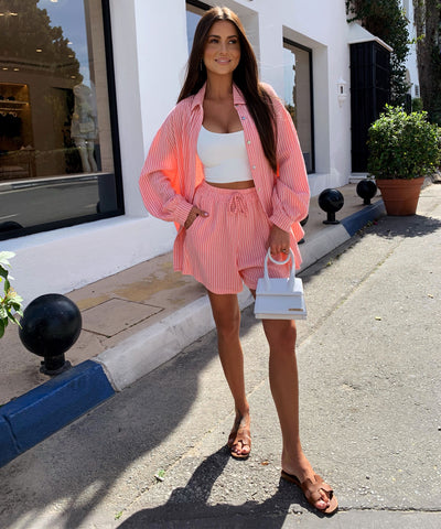 Musselin Shorts Lunya Streifen Peach Ladypolitan ♡
