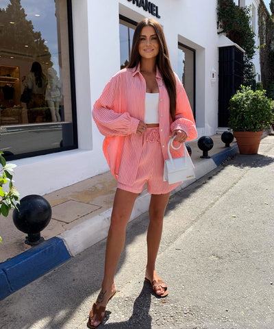 Musselin Shorts Lunya Streifen Peach Ladypolitan ♡