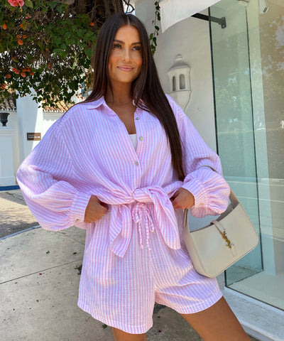 Musselin Set Marida Streifen Rosa Ladypolitan ♡