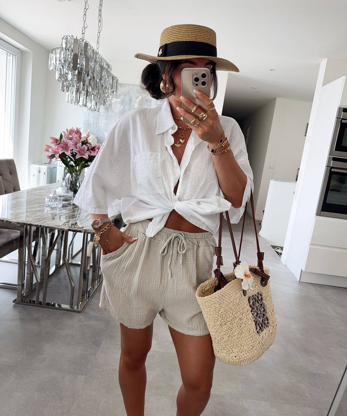 Musselin Shorts Beige Ladypolitan ♡
