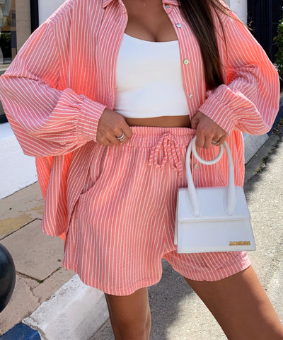 Musselin Shorts Lunya Streifen Peach Ladypolitan ♡
