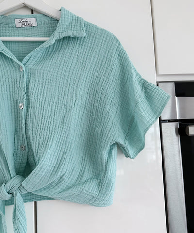 Musselin T-Shirt Knoten Mint  Ladypolitan ♡   