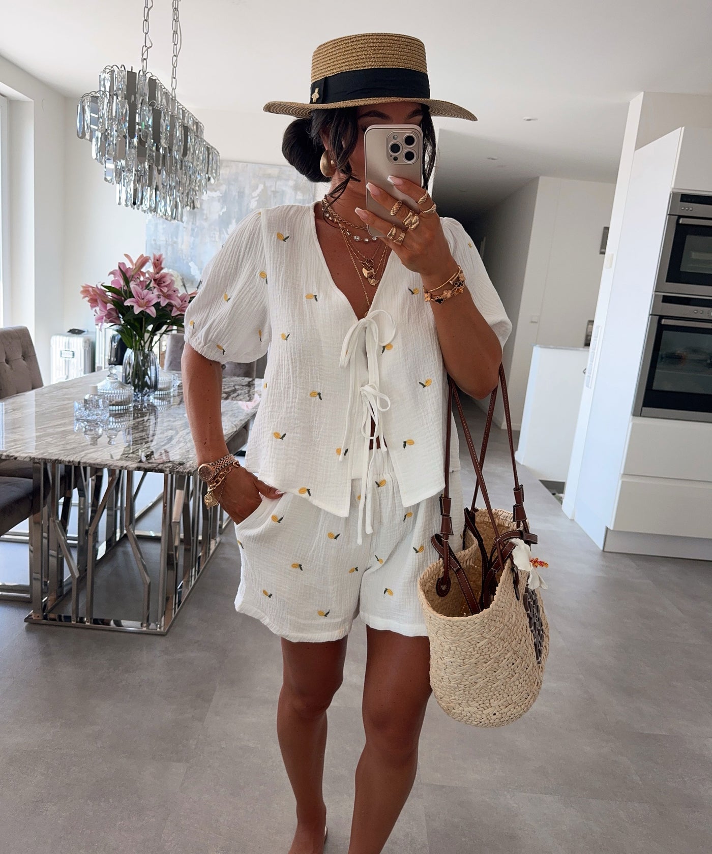 Musselin T-Shirt Zitrone Ila Weiß Ladypolitan ♡