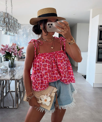 Musselin Top Leann Leo Pink Ladypolitan ♡