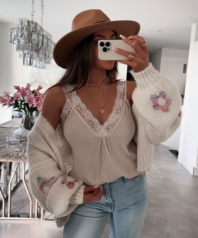 Musselin Top Marta Beige  Ladypolitan ♡   