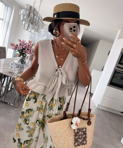 Musselin Weste Marah Beige Ladypolitan ♡