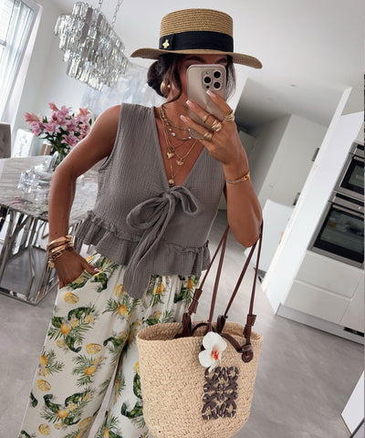 Musselin Weste Marah Taupe Ladypolitan ♡
