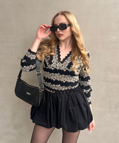 Oberteil Emala Schwarz Beige Ladypolitan ♡