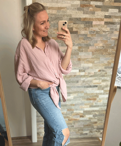Oversize Musselin Bluse Freya Rosa Kurz  Ladypolitan - Fashion Onlineshop für Damen   