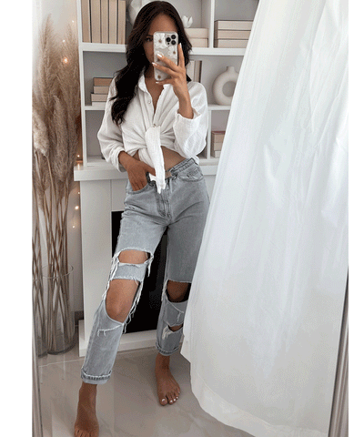 Oversize Musselin Bluse Freya Weiß Kurz  Ladypolitan - Fashion Onlineshop für Damen   