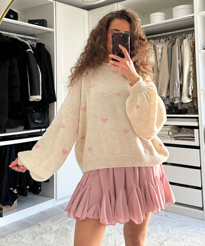 Oversize Pullover Joslin Beige Rosa Ladypolitan ♡