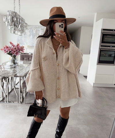 Oversize Strickjacke Jalsien Beige  Ladypolitan ♡   