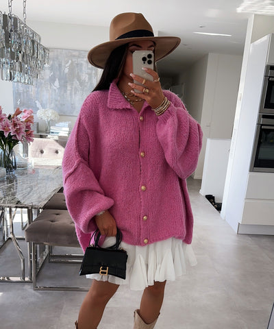 Oversize Strickjacke Jalsien Fuchsia Pink  Ladypolitan ♡   
