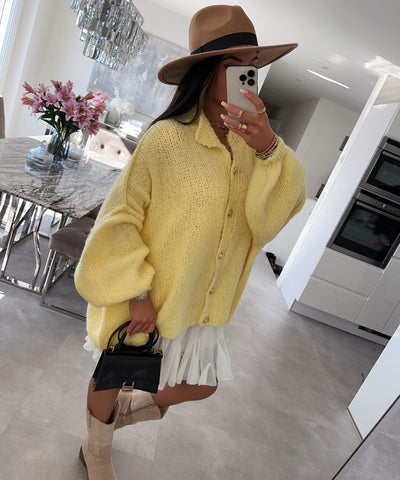Oversize Strickjacke Jalsien Gelb  Ladypolitan ♡   