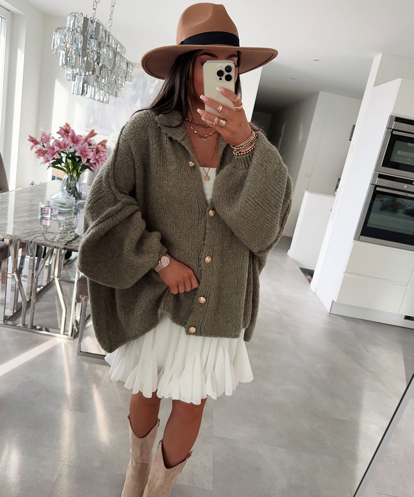 Oversize Strickjacke Jalsien Khaki  Ladypolitan ♡   