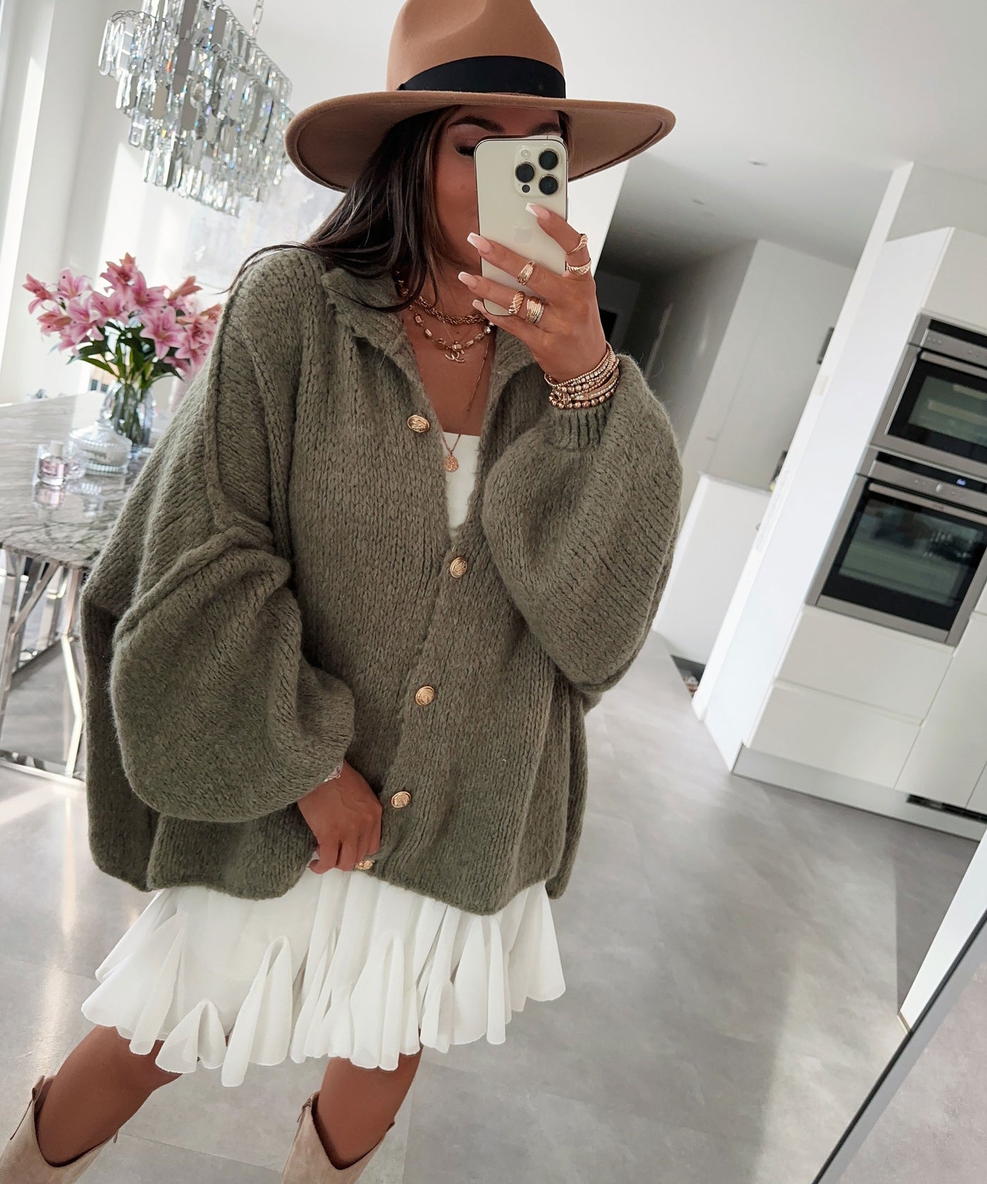 Oversize Strickjacke Jalsien Khaki  Ladypolitan ♡   