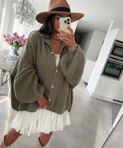 Oversize Strickjacke Jalsien Khaki  Ladypolitan ♡   