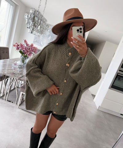 Oversize Strickjacke Jalsien Khaki  Ladypolitan ♡   