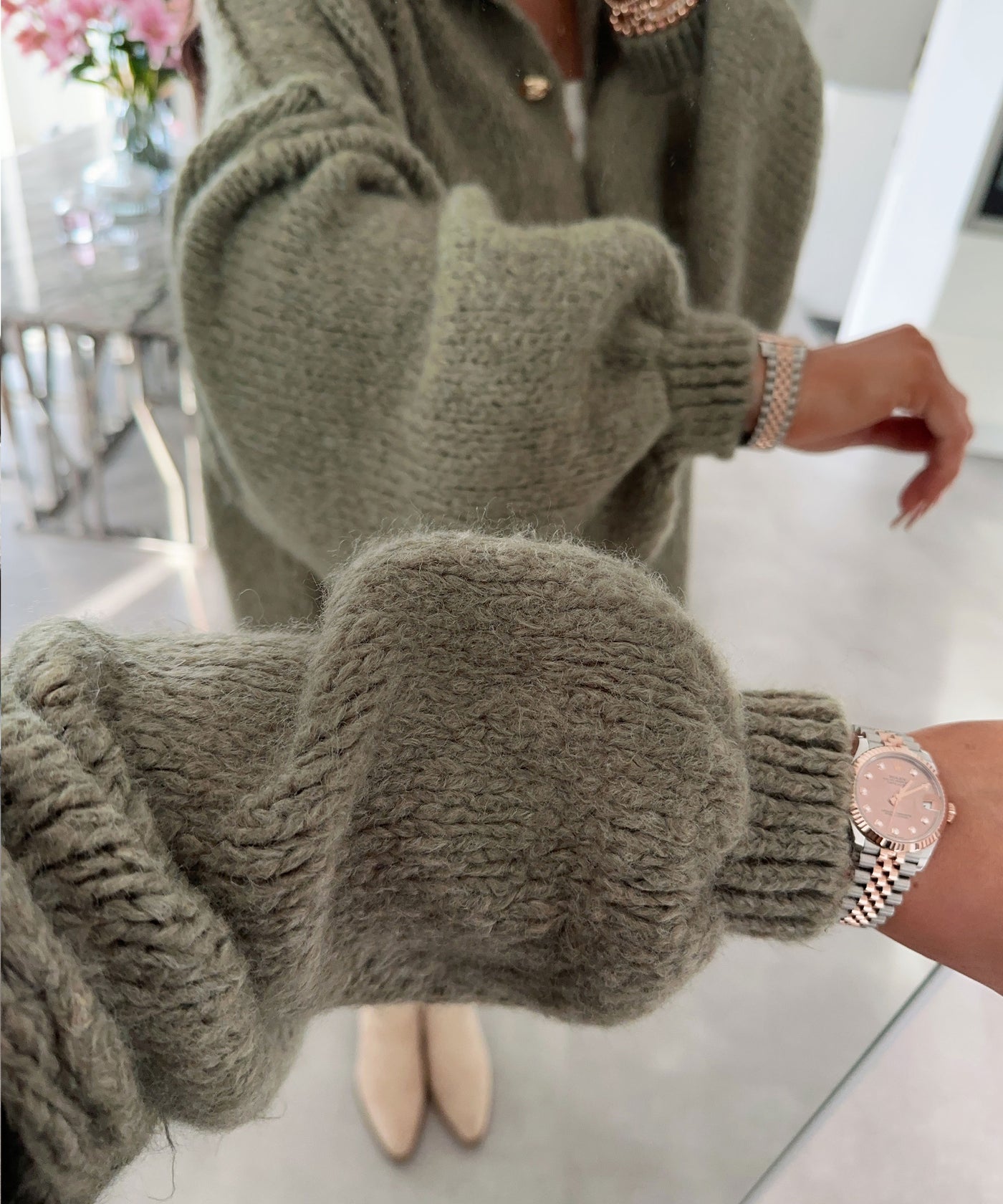 Oversize Strickjacke Jalsien Khaki  Ladypolitan ♡   