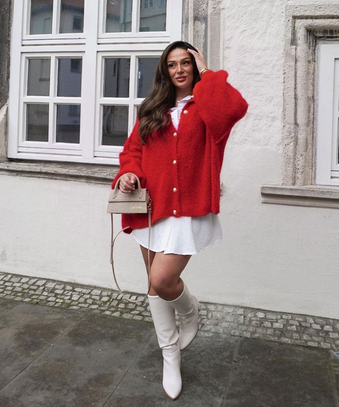 Oversize Strickjacke Jalsien Rot  Ladypolitan ♡   