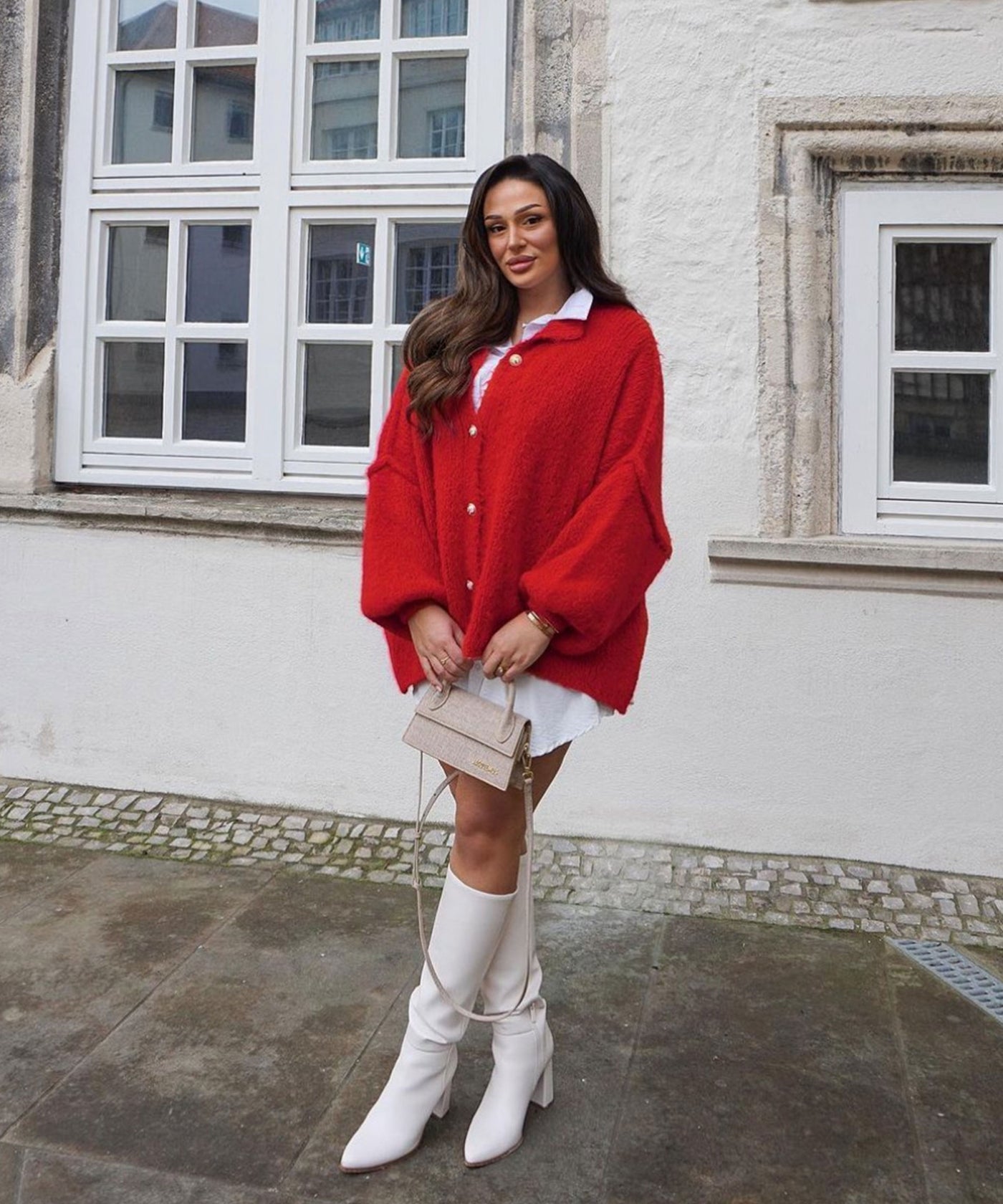 Oversize Strickjacke Jalsien Rot  Ladypolitan ♡   