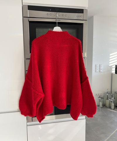 Oversize Strickjacke Jalsien Rot  Ladypolitan ♡   
