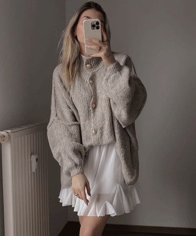 Oversize Strickjacke Jalsien Taupe  Ladypolitan ♡   