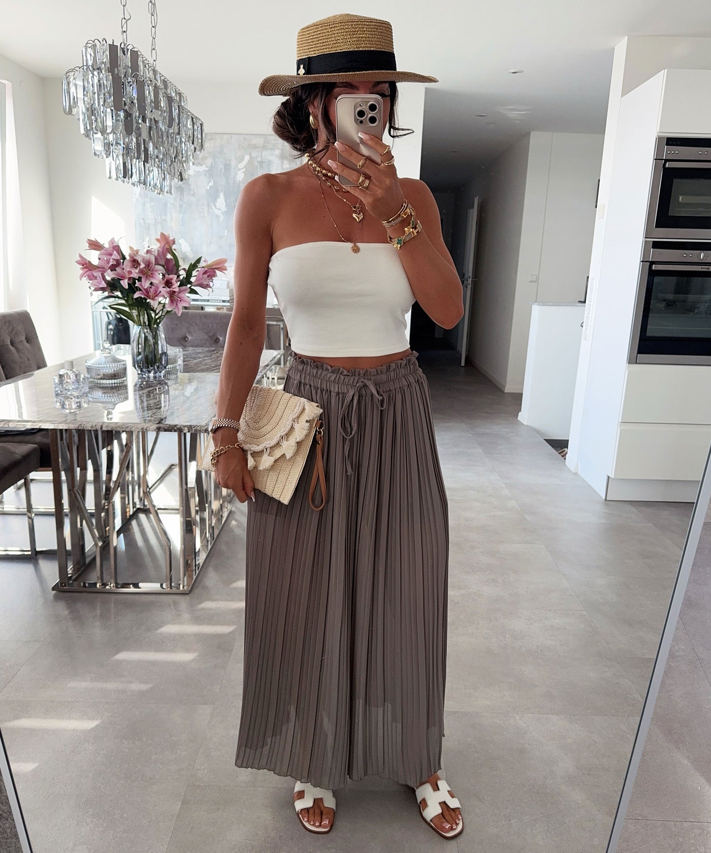 Plissee Hose Mira Taupe Ladypolitan - Fashion Onlineshop für Damen