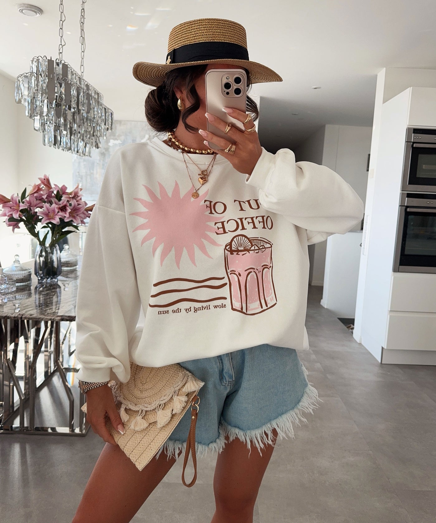 Print Pullover Office Weiß Ladypolitan ♡