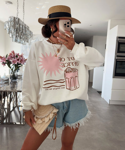 Print Pullover Office Weiß Ladypolitan ♡