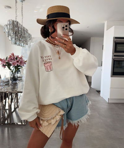 Print Pullover Office Weiß Ladypolitan ♡
