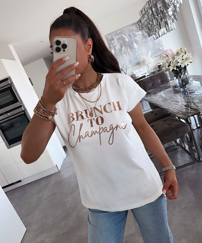 Print T-Shirt Champagne Weiß  Ladypolitan ♡   