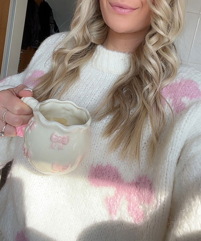 Pullover Belle Schleife Weiß Ladypolitan ♡