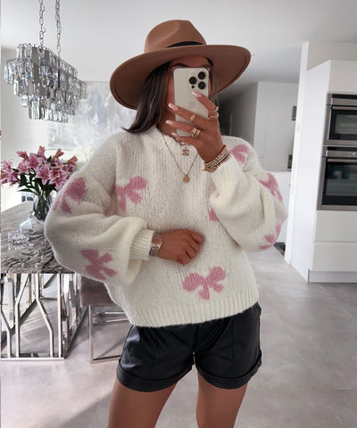 Pullover Belle Schleife Weiß  Ladypolitan ♡   