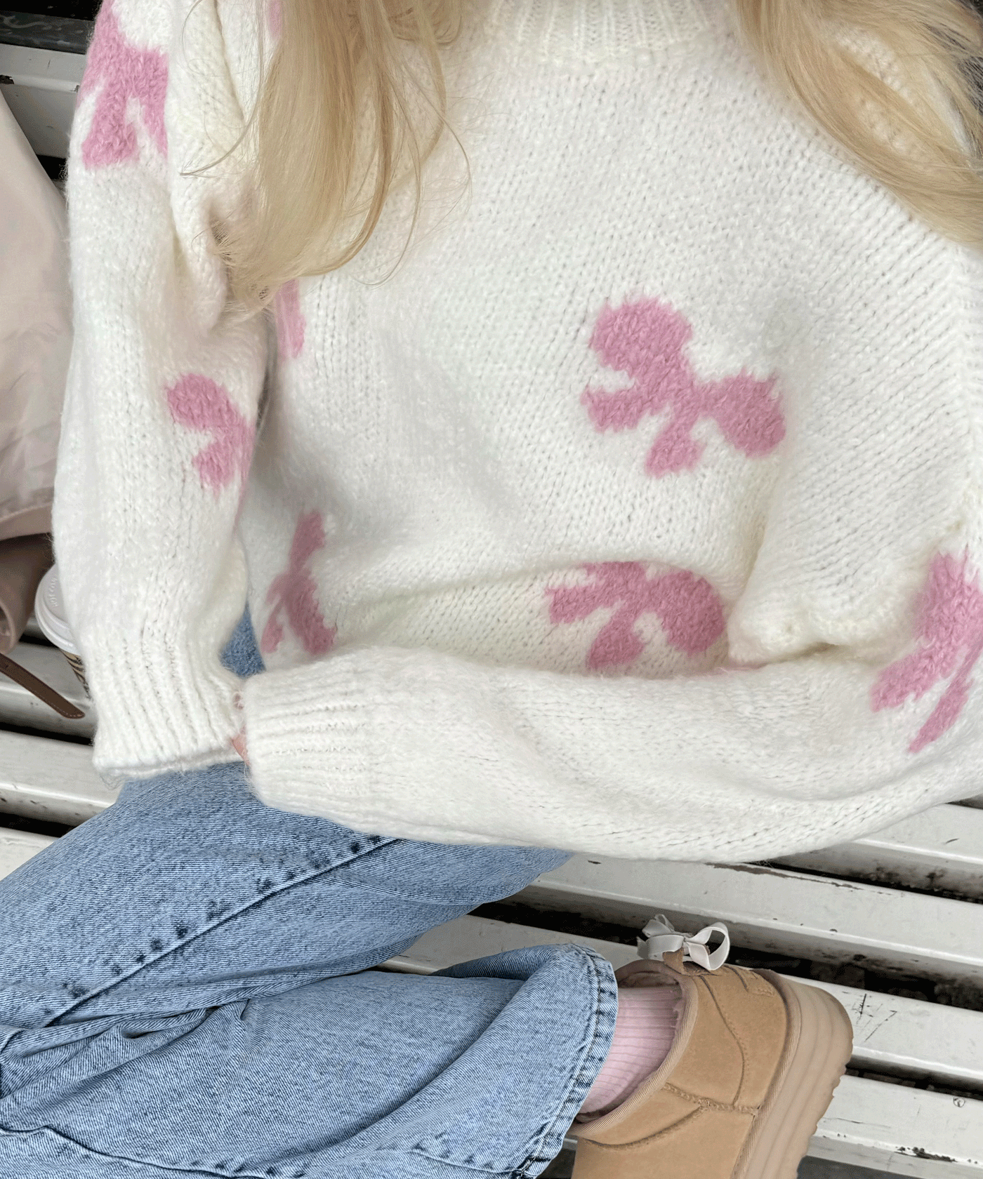 Pullover Belle Schleife Weiß  Ladypolitan ♡   