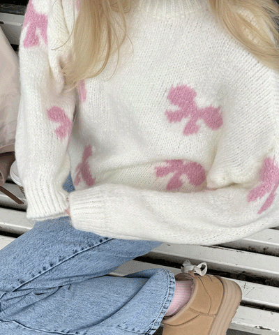 Pullover Belle Schleife Weiß  Ladypolitan ♡   