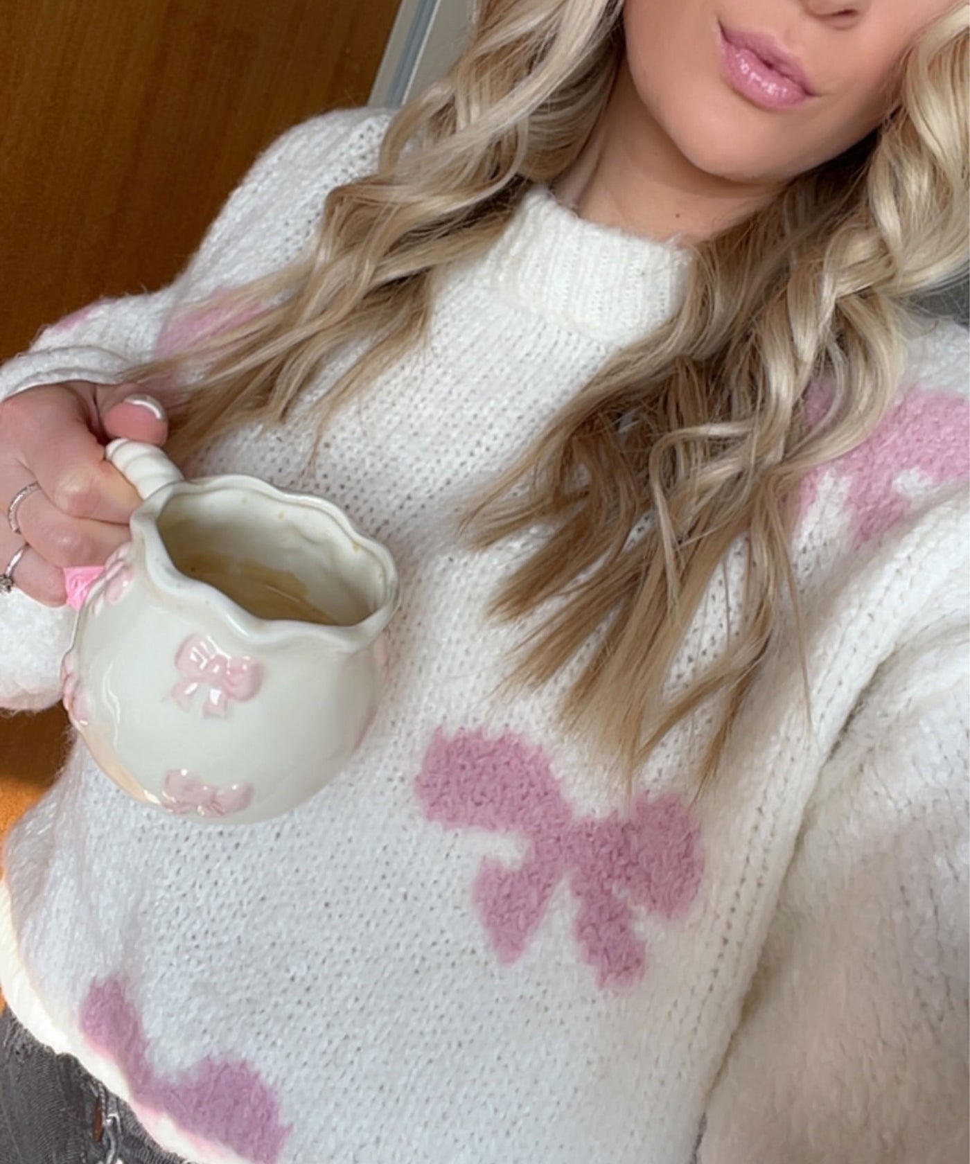 Pullover Belle Schleife Weiß Ladypolitan ♡