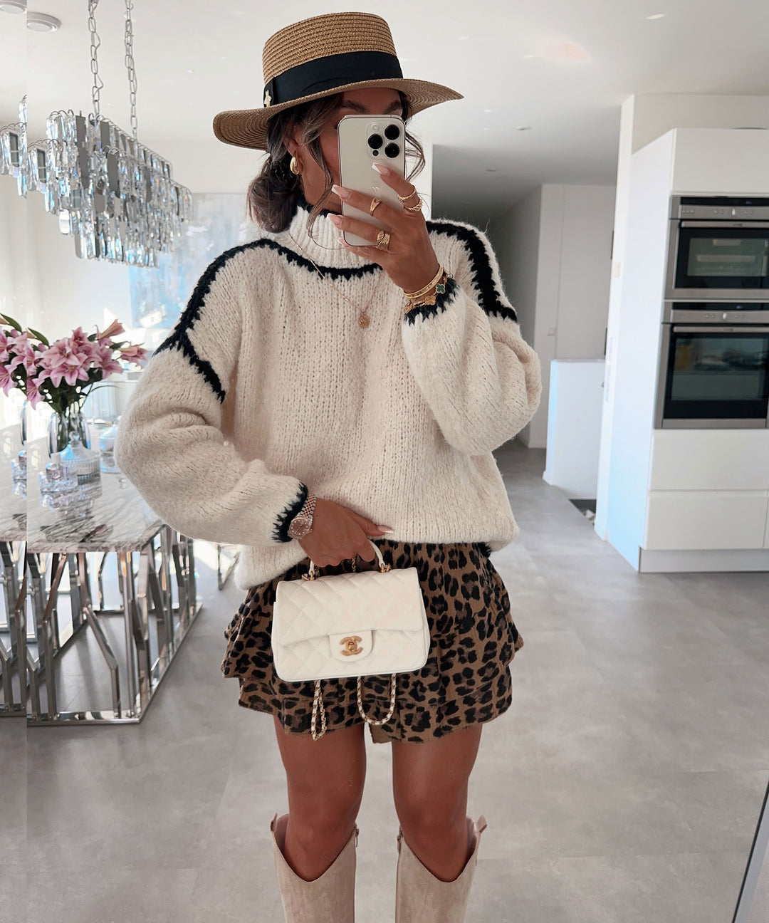 Pullover Helena Rollkragen Beige